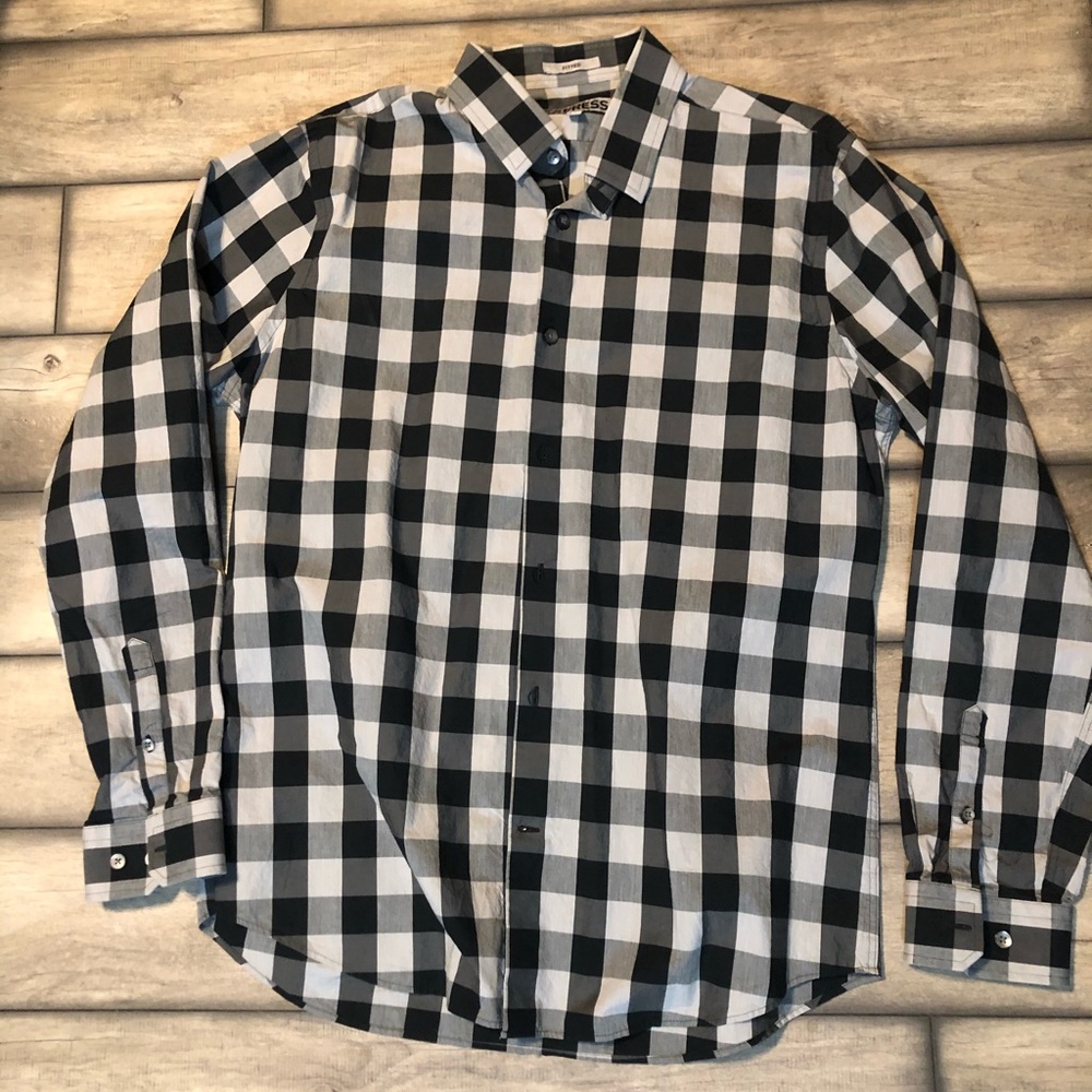 EXPRESS Men’s Sz Large Fitted Black/Gray Shirt